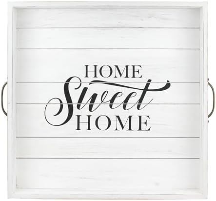 Stonebriar Square Worn White Home Sweet Home Decorative Wooden Tray