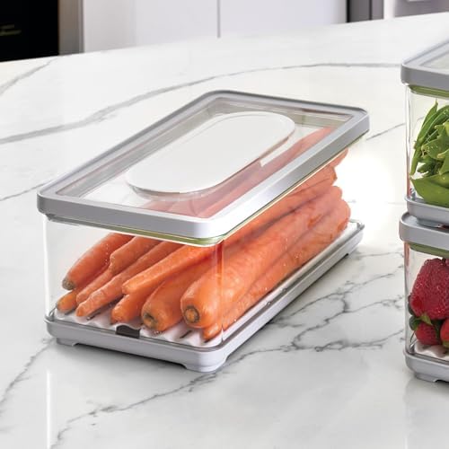 iDesign Large Fridge Produce Bin with Removable Drainage Tray and Lid