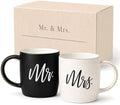 Triple Gifffted Mr and Mrs Coffee Mugs Couples Gift Set, 13oz Ceramic