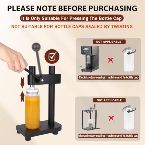 Manual Bottle Can Sealer for 55mm Caps, Aluminum