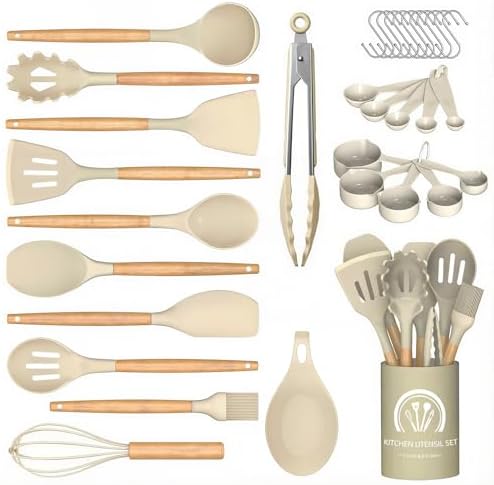 33PCS Silicone Cooking Utensils Set with Holder, Food Grade