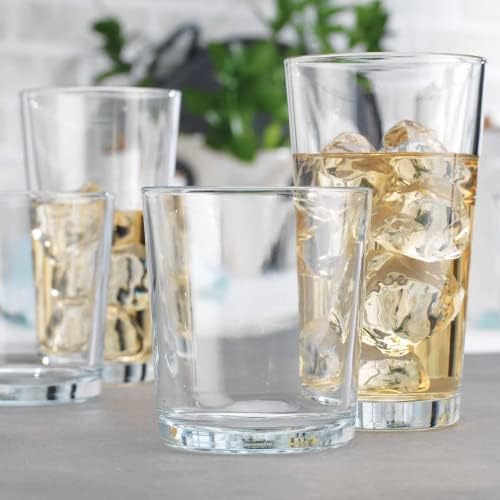 Glaver's Drinking Glasses Set of 12. Glassware set, 6 Highball Glass