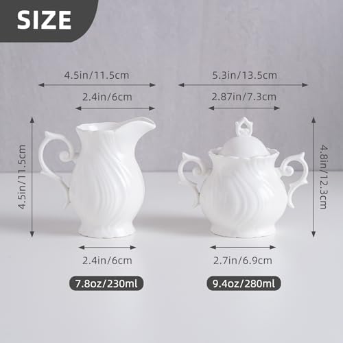Agyiuns Sugar and Creamer Set Ceramic, Creamer Pitcher and Sugar Bowl