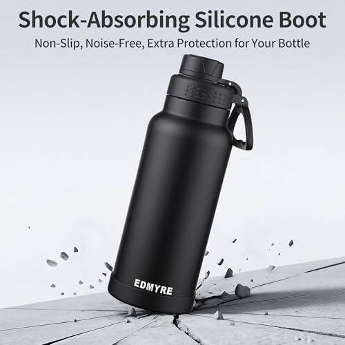 40 oz Insulated Water Bottle 2 Lids Stainless Steel Vacuum Flask