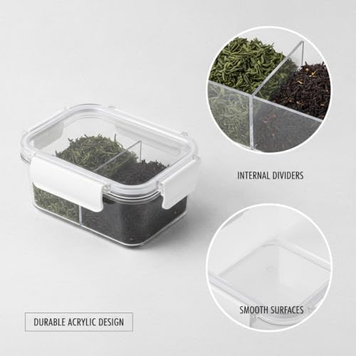 Clear Acrylic Storage Jar with Divider, Square Compartment Container