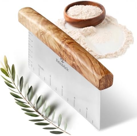 Olive Wood 3"x 6" Bench Scraper, Stainless Steel