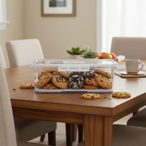 Cookie Jar with Airtight Lid,Bread Box for Kitchen Countertop,Time