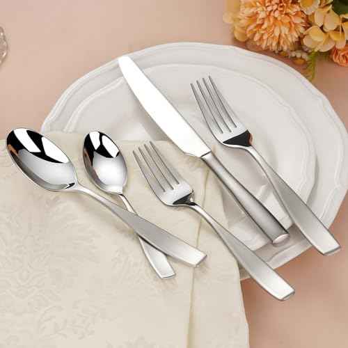 40 Piece Silverware Set for 8, Heavy 18/10 Stainless Steel Flatware Set