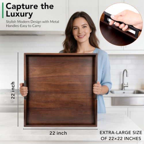 Joy&Grace Large Square Ottoman Tray for Living Room and Coffee Table