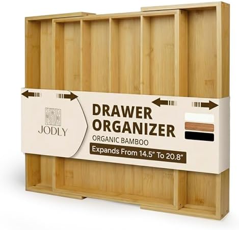 Bamboo Kitchen Utensil Drawer Organizer, Expandable 14-20 Inch