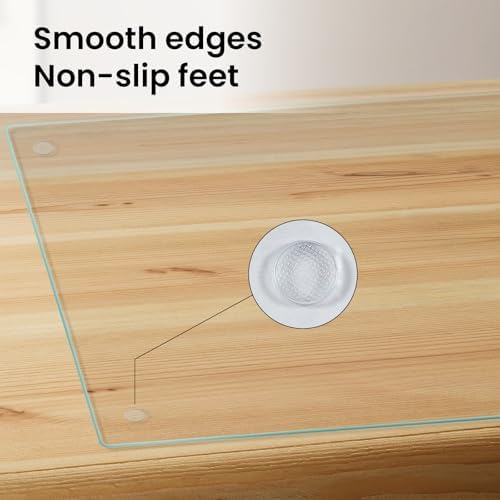 Mymonfif Tempered Glass Cutting Board for Kitchen, Clear Glass Board