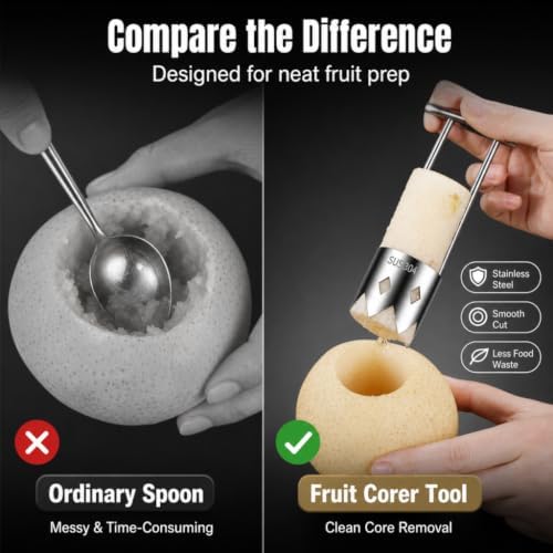 Home Cooks Kitchen Red Bell Pepper Seed Corer Tool, Stainless Steel