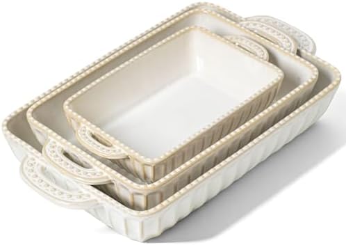 Casserole Dish for Oven, Ceramic Baking Dishes Set, Vintage Hobnail