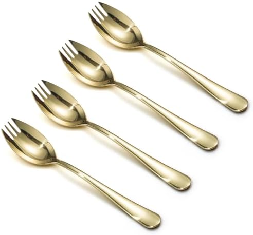 Alata Champagne Gold Mirror Sporks 4-Pack Set Stainless Steel Sporks