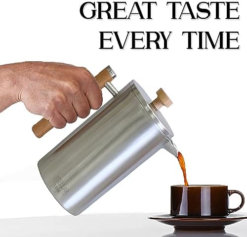 Stellar Living Stainless Steel French Press, 34 OZ, Matte Silver