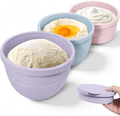Forenee 3Pack Collapsible Silicone Bowl Liners for KitchenAid 4.5 Qt