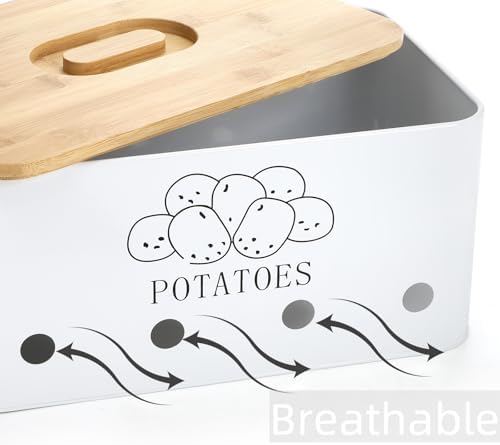 3 Pack Potato Onion Garlic Storage Set, Bamboo Lids