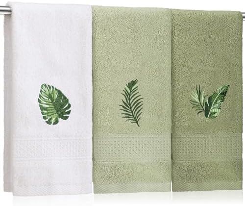 SmoothNovelty 3 Pcs Fingertip Towels for Bathroom Ocean Embroidered