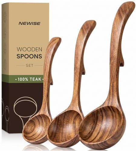 3-Size Teak Wooden Ladle Set