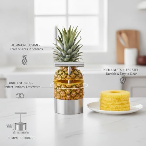 For Pineapple, Apple, and Pear: Stainless Steel Fruit Corer and
