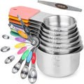 Measuring Cups and Spoons Set 16, Metric & US Stainless Steel Magnetic