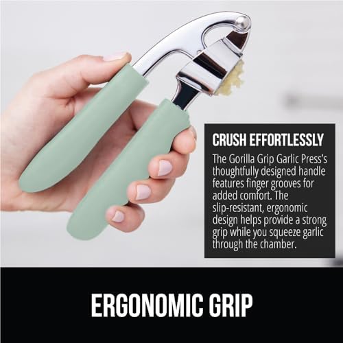 GORILLA GRIP Garlic Peeler and Press Set, Mint