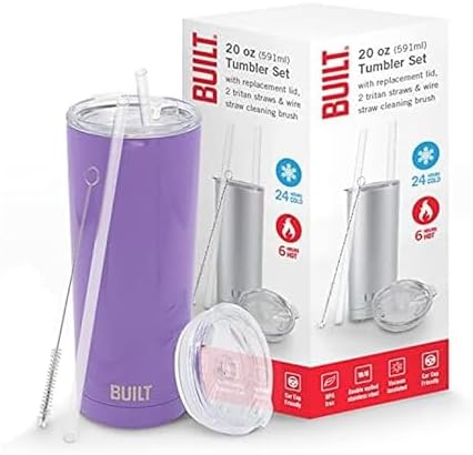 BUILT Double Walled Stainless Steel Tumbler Set with Replacement Lid