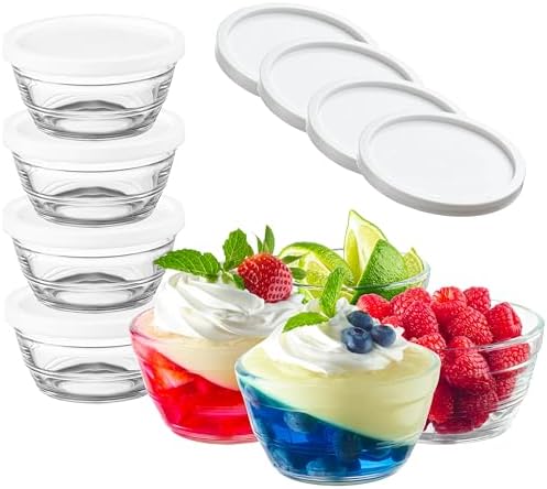 Le’raze 16pc Set of Small Glass Prep Bowls with Airtight Lids, Custard