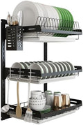 junyuan 3-Tier Wall-Mount Dish Drying Rack, Black