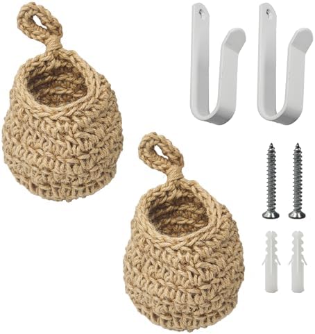 2Pcs Hanging Fruit Baskets for Kitchen, Boho Wall Hanging Baskets with
