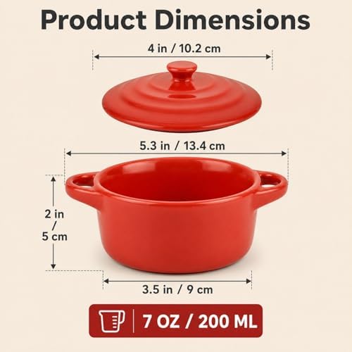 RHBLME 6 Pack French Onion Soup Bowls, 7 Oz Ramekins Oven Safe Mini