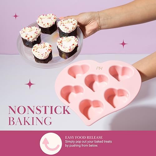 Paris Hilton Heart Silicone Cake Pan, Nonstick Heart Shaped Mold, Oven