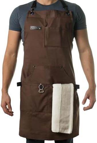 Asaya Chef and BBQ Apron with Bottle Opener and Hand Towel - 10oz