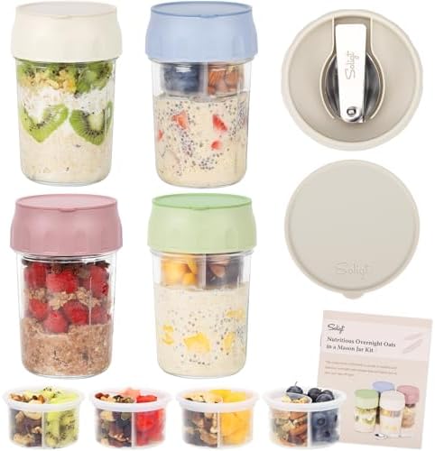 SOLIGT 16oz Overnight Oats Containers with Lids, 4 Pack