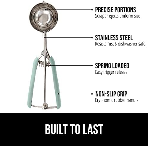 GORILLA GRIP 304 Stainless Steel Cookie Scoop, 3 TBSP Scooper, Mint