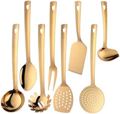 Stainless Steel Kitchen Utensil Set -8 Cooking Utensils, Colorful