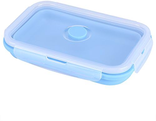 Zerodis Collapsible Portable Lunchbox Bowl, Clip Lock Lid Blue