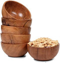 Set of 6 small acacia wood dessert bowls 4.2 * 2 inches | 8 oz