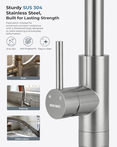 Kitchen Faucet with Glass Rinser, Pull Down Sparyer, 3 Water Modes
