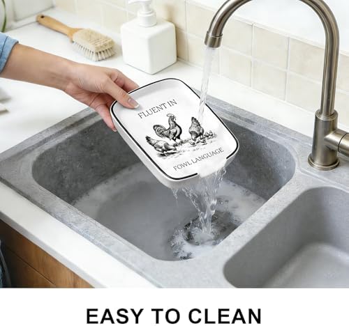 Funny Rooster Spoon Rest for Kitchen Counter - Ceramic Fowl Language