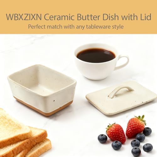Ceramic Butter Dish With Lid for Countertop,Porcelain Butter