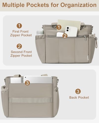Insulated Lunch Bag for Women Leakproof Soft Lunch Tote 10L Camel