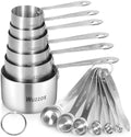 Stainless Steel Measuring Cups & Spoons Set of 13, Stackable Metal Measuring Cups & Spoons, Kitchen Gadgets for Cooking & Baking