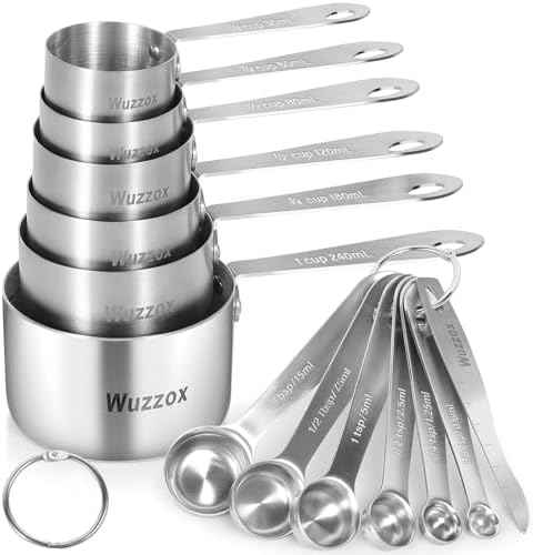 Stainless Steel Measuring Cups & Spoons Set of 13, Stackable Metal Measuring Cups & Spoons, Kitchen Gadgets for Cooking & Baking