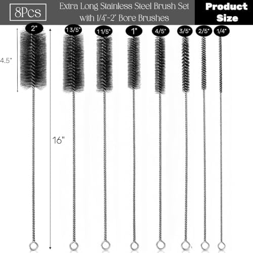 ZOOFOX 8 Pack 16 Inch Extra Long Pipe Cleaning Brush Set, Stainless