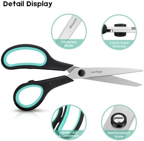 iBayam 8.5" Heavy Duty Scissors All Purpose for Office School Crafts