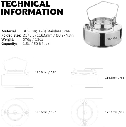 Fire-Maple Antarcti 1.5L Stainless Steel Camping Kettle