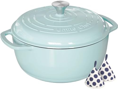 Umite Chef 6QT Enameled Cast Iron Dutch Oven with Lid, Versatile