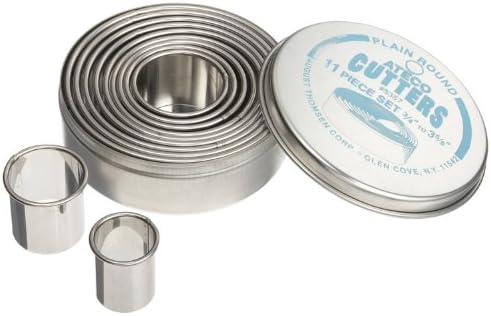 Ateco Plain Edge Round Cutters, Stainless Steel, 11 Pc Set