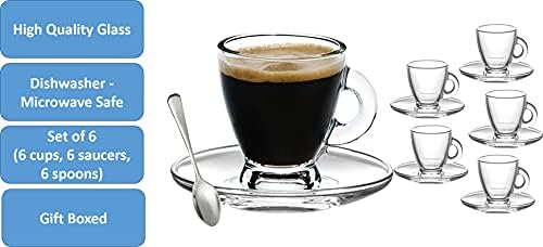 BOHEM'S Espresso Cups, 3.2 oz Small Demitasse Clear Glass Espresso